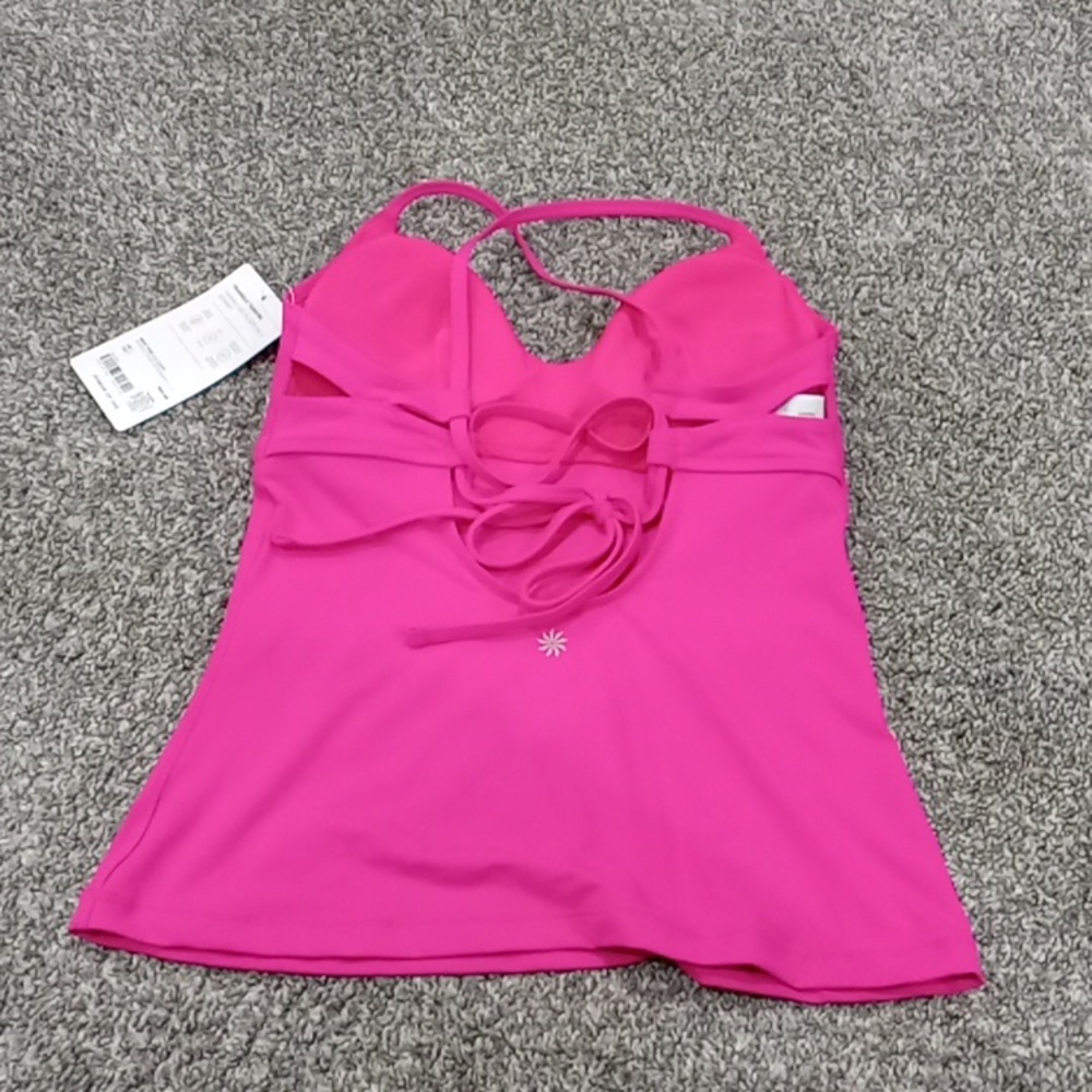Athleta Strappy Back Triangle Tankini Top In Electric Fuchsia Size S A-C NWT - Picture 4 of 4